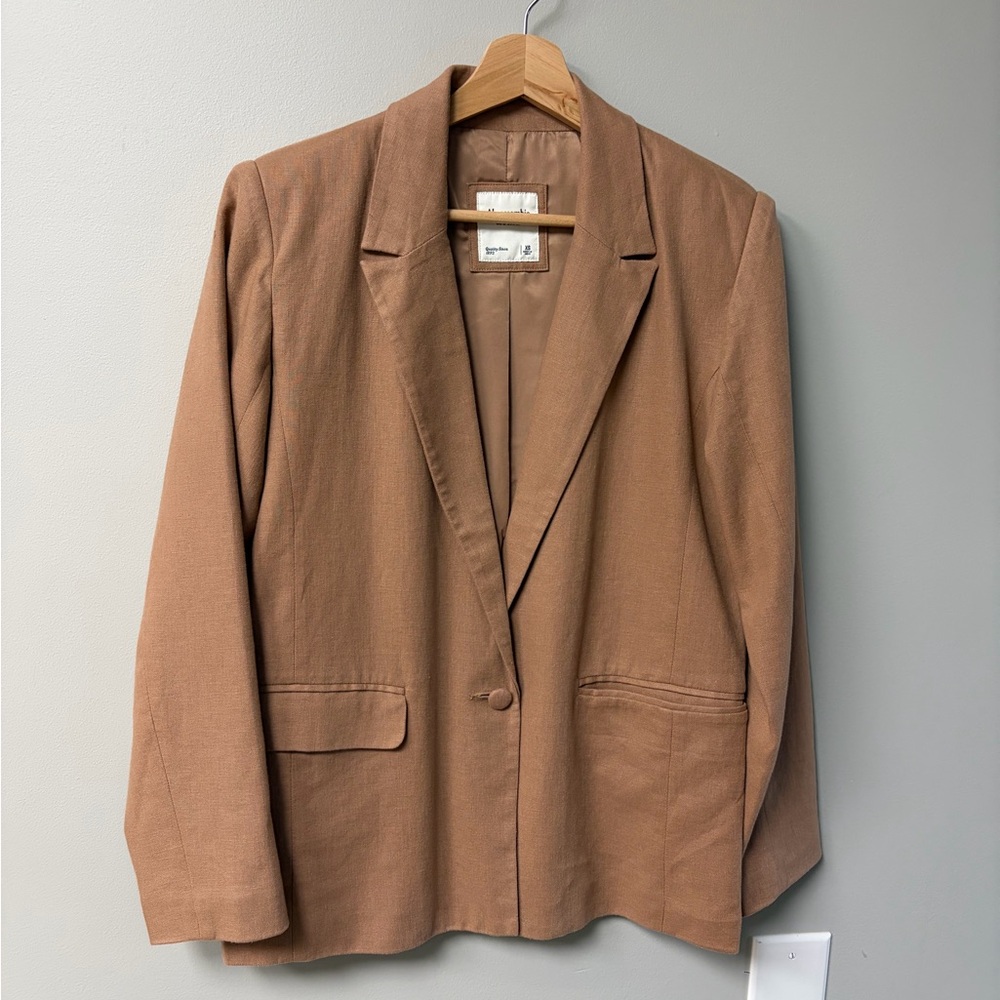 Abercrombie & Fitch Camel Single-Button Blazer